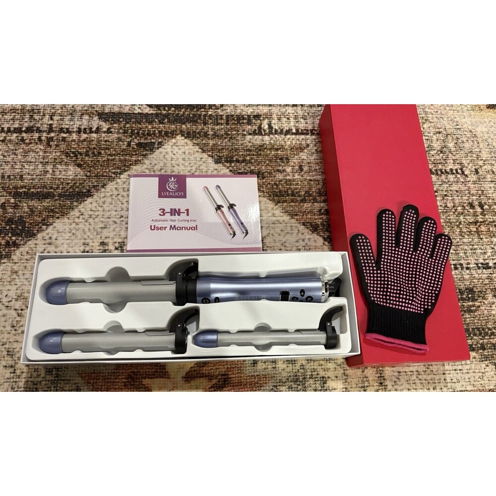 LYEALION 3-in-1 Automatic Hair Curling Iron Set – 3 Interchangeable Barrels